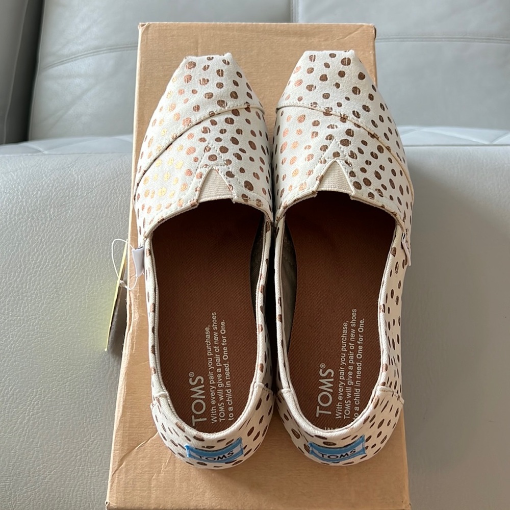 Toms, size 6.5, gold spotted